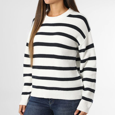 Tiffosi - Pull A Rayures Femme Magnet 10067370 Beige Clair Bleu Marine