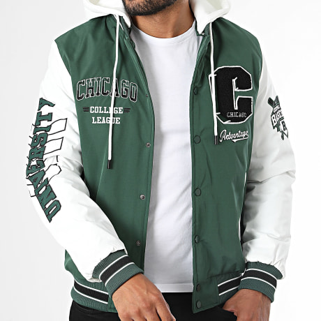 Uniplay - Veste Teddy Boutonnée 975 Vert Foncé Blanc
