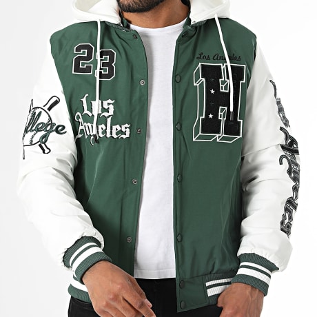Uniplay - Veste Teddy Boutonnée 385 Vert Foncé Blanc