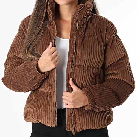 Deeluxe - Plumífero Mujer Noelia 673W Marrón Terciopelo Canalé Con Cremallera