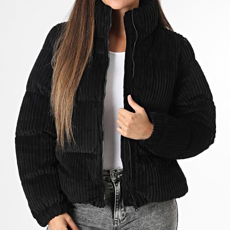 Deeluxe - Plumífero Mujer Noelia 673W Negro Terciopelo Canalé Con Cremallera