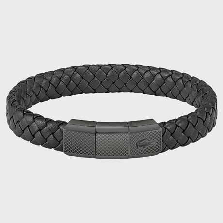 Lacoste - Bracelet Rokel Logo Crocodile Gravé Noir
