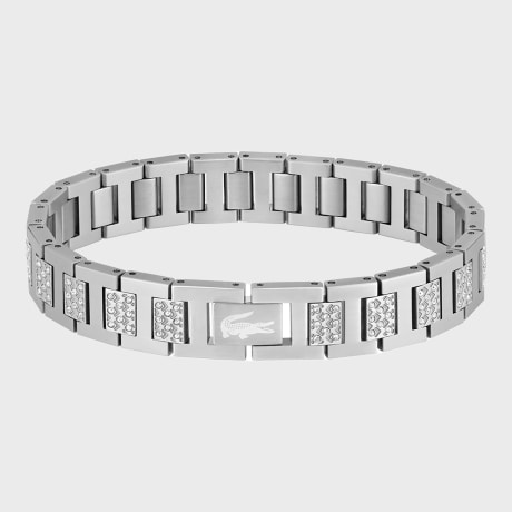 Lacoste - Bracelet Metropole Cristaux Logo Crocodile Gravé Argenté