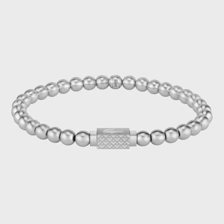 Lacoste - Bracelet Matchpoint Logo Crocodile Gravé Argenté