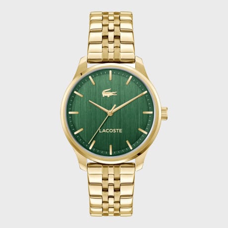 Lacoste - Montre Lisbon Logo Crocodile Doré Vert
