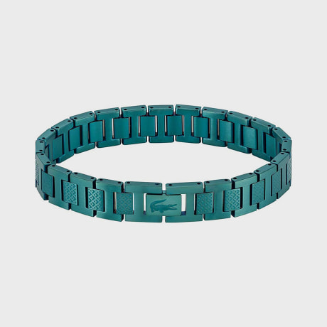 Lacoste - Bracelet Metropole Logo Crocodile Gravé Bleu Pétrole
