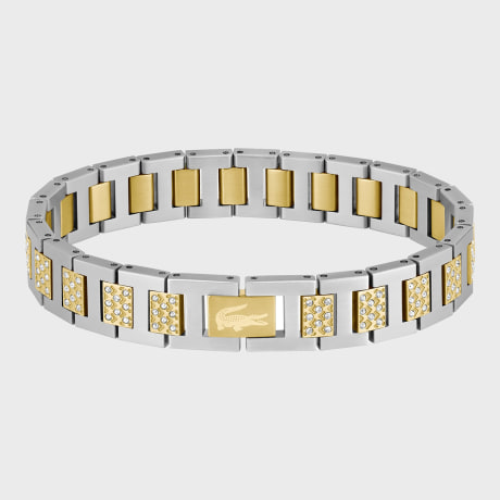 Lacoste - Bracelet Metropole Cristaux Logo Crocodile Gravé Doré Argenté