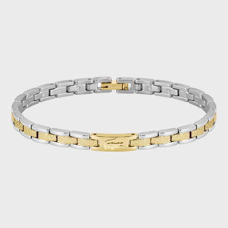 Lacoste - Bracelet Metropole Logo Crocodile Gravé Doré Argenté