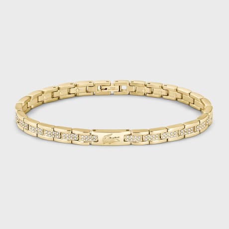 Lacoste - Bracelet Metropole Cristaux Logo Crocodile Gravé Doré