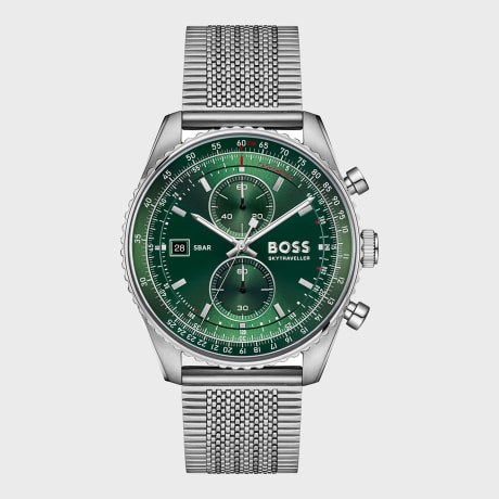 BOSS - Montre Skytraveller Pro 1514347 Vert Argenté