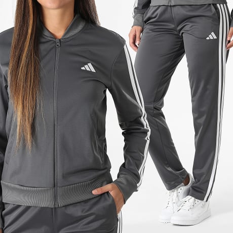 Adidas Sportswear - Trainingsanzug mit Streifen Damen 3 Stripes KT0511 Anthrazitgrau