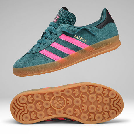 Adidas Originals - Baskets Femme Gazelle Indoor J KJ2290 Rich Green Lucid Pink Gold Metallic