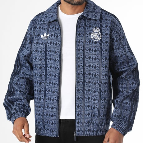 Adidas Originals - Veste En Jean A Bandes Real Madrid KG2993 Bleu Marine