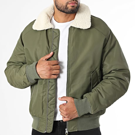 Blend - Veste Bomber Col Mouton 20721257 Vert Kaki