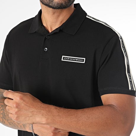 EA7 Emporio Armani - Polo de manga corta con bandas 7M002190-AF10373 Negro