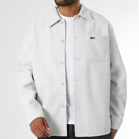 Lacoste - Chaqueta abotonada Logo bordado cocodrilo gris claro