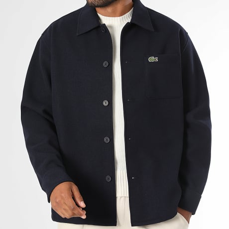 Lacoste - Chaqueta abotonada Logo bordado cocodrilo azul marino