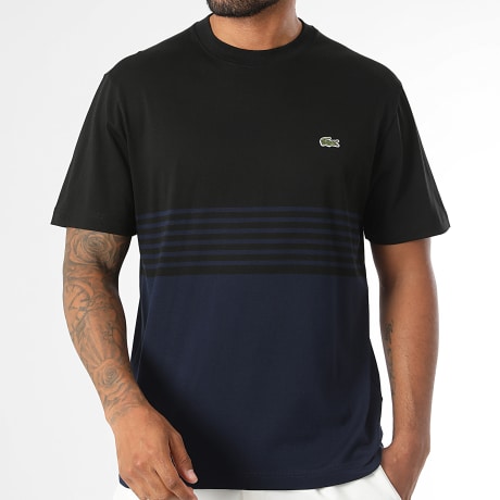 Lacoste - T-Shirt Logo Ricamato Coccodrillo Nero Blu Navy