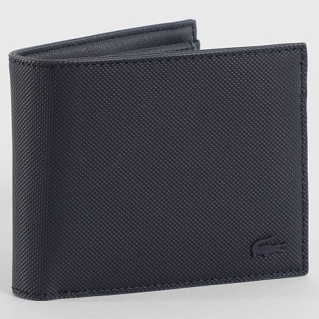Lacoste - Cartera de Cuero con Logo Cocodrilo Metal Azul Marino