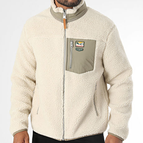 Superdry - Veste Polaire Zippée Mountain M2014575A Beige Clair Vert Kaki