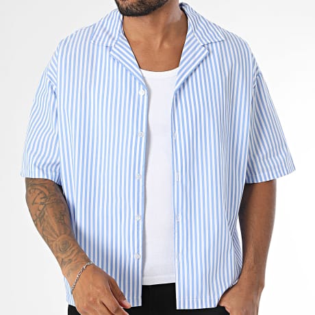 Frilivin - Chemise Manches Courtes A Rayures 330 Bleu Clair Blanc