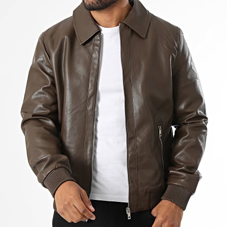 Frilivin - Giacca similpelle zip M06 marrone