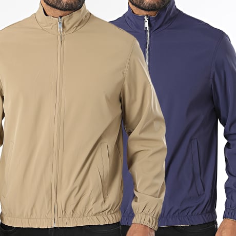 Frilivin - Chaqueta Reversible con Cremallera 705 Azul Marino Beige Oscuro