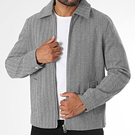 Frilivin - Chaqueta con cremallera E07 Gris Jaspeado Negro