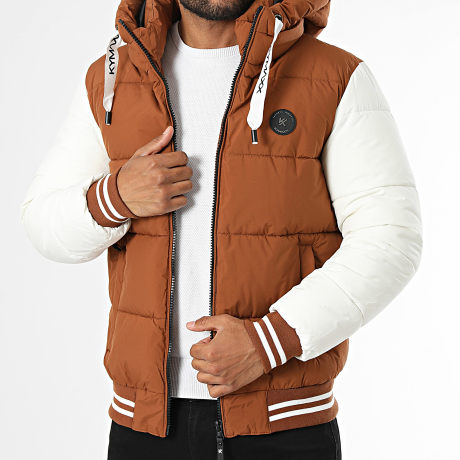 Kymaxx - Plumífero con capucha Camel Blanco