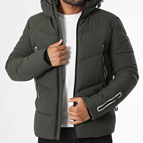 Kymaxx - Plumífero Zippée Capucha Verde Kaki