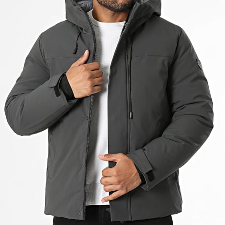 Kymaxx - Parka Zippée A Capuche Gris Anthracite