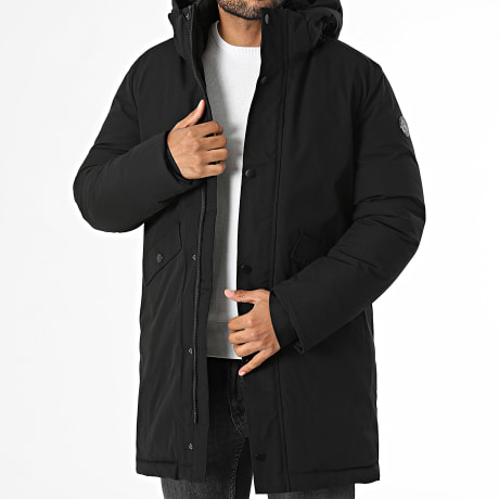 Kymaxx - Parka Capuche Zippée Longue Noir