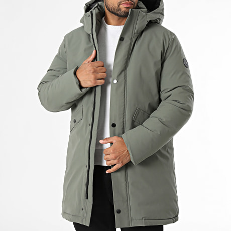 Kymaxx - Parka Capuche Zippée Longue Vert Kaki