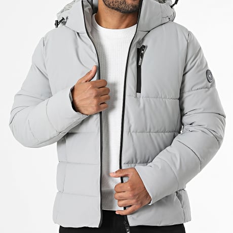 Kymaxx - Plumífero con capucha con cremallera 388 Gris Claro