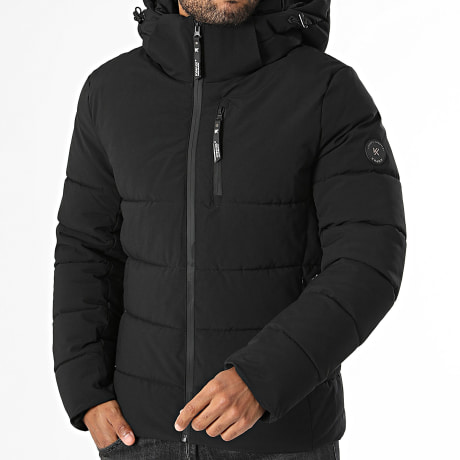 Kymaxx - Plumífero con capucha y cremallera 388 negro