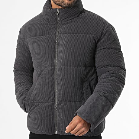 Kymaxx - Plumífero con cremallera Terciopelo Canalé Gris Antracita