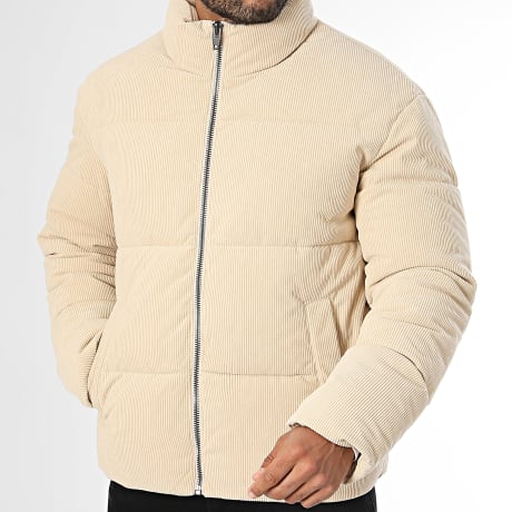 Kymaxx - Plumífero con Cremallera de Pana Beige