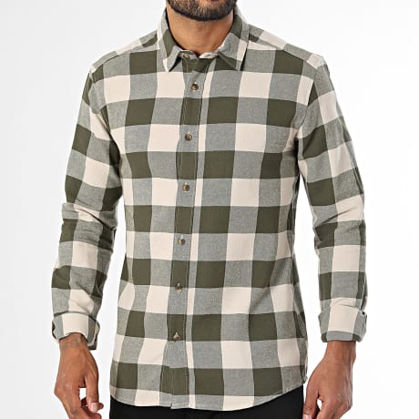 Only And Sons - Hemd Langarm Kariert Gudmund Beige Khaki Grün
