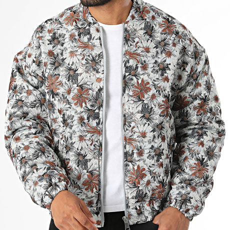 Frilivin - Chaqueta con cremallera I35 Beige Gris Naranja Floral