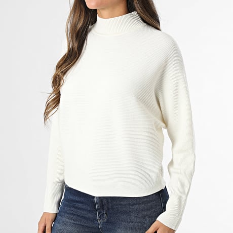 Only - Pull Col Montant Femme Prime Life Beige Clair
