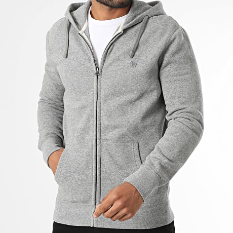 Superdry - Sweat Capuche Zippé Essential Logo M2014703A Gris Chiné
