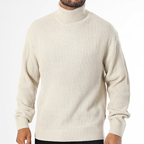 JJ Rebel - Pull Col Roulé En Maille Logan Beige
