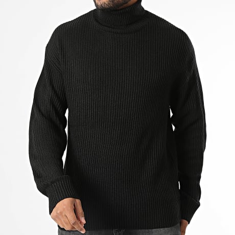 JJ Rebel - Pull Col Roulé En Maille Logan Noir