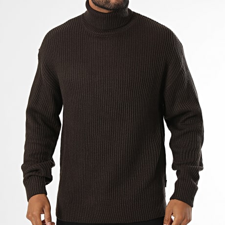 JJ Rebel - Pull Col Roulé En Maille Logan Marron