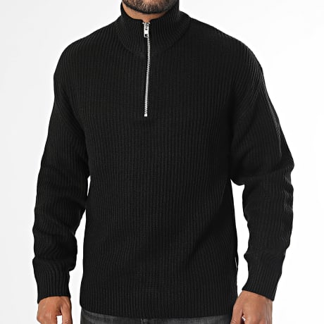 JJ Rebel - Pull Col Zippé En Maille Logan Noir