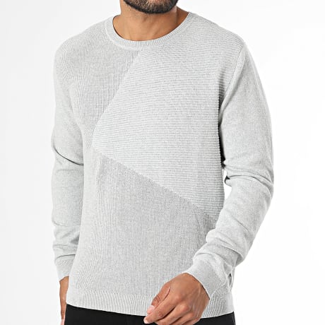 JJ Rebel - Pull En Maille Neo Gris Clair