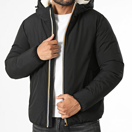 Kymaxx - Parka corta con capucha interior sherpa negra