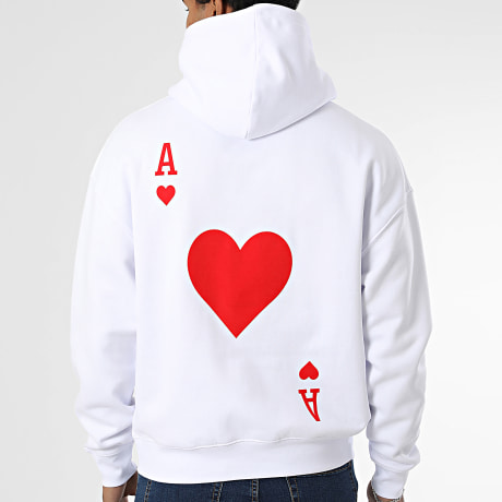 Luxury Lovers - Felpa con cappuccio Relaxed The Ace Of Hearts Bianco