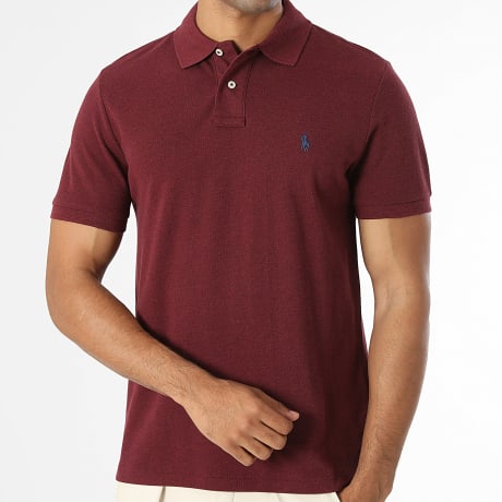 Polo Ralph Lauren - Polo Korte Mouwen Custom Slim Fit Original Player Bordeaux Gevlamd