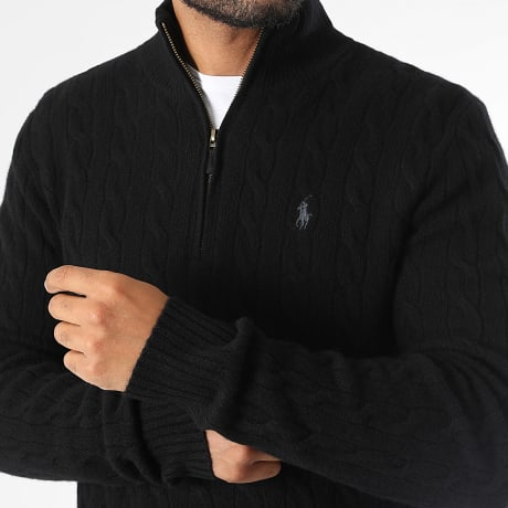 Polo Ralph Lauren - Pull Col Montant Zippé Original Player Noir Gris